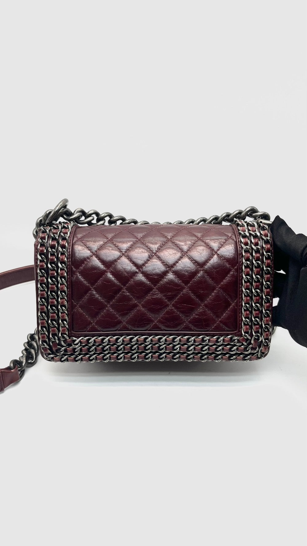 Preowned. Chanel Leboy Small Burgundy Quilted Leather Ruth HW. 20866855|16544