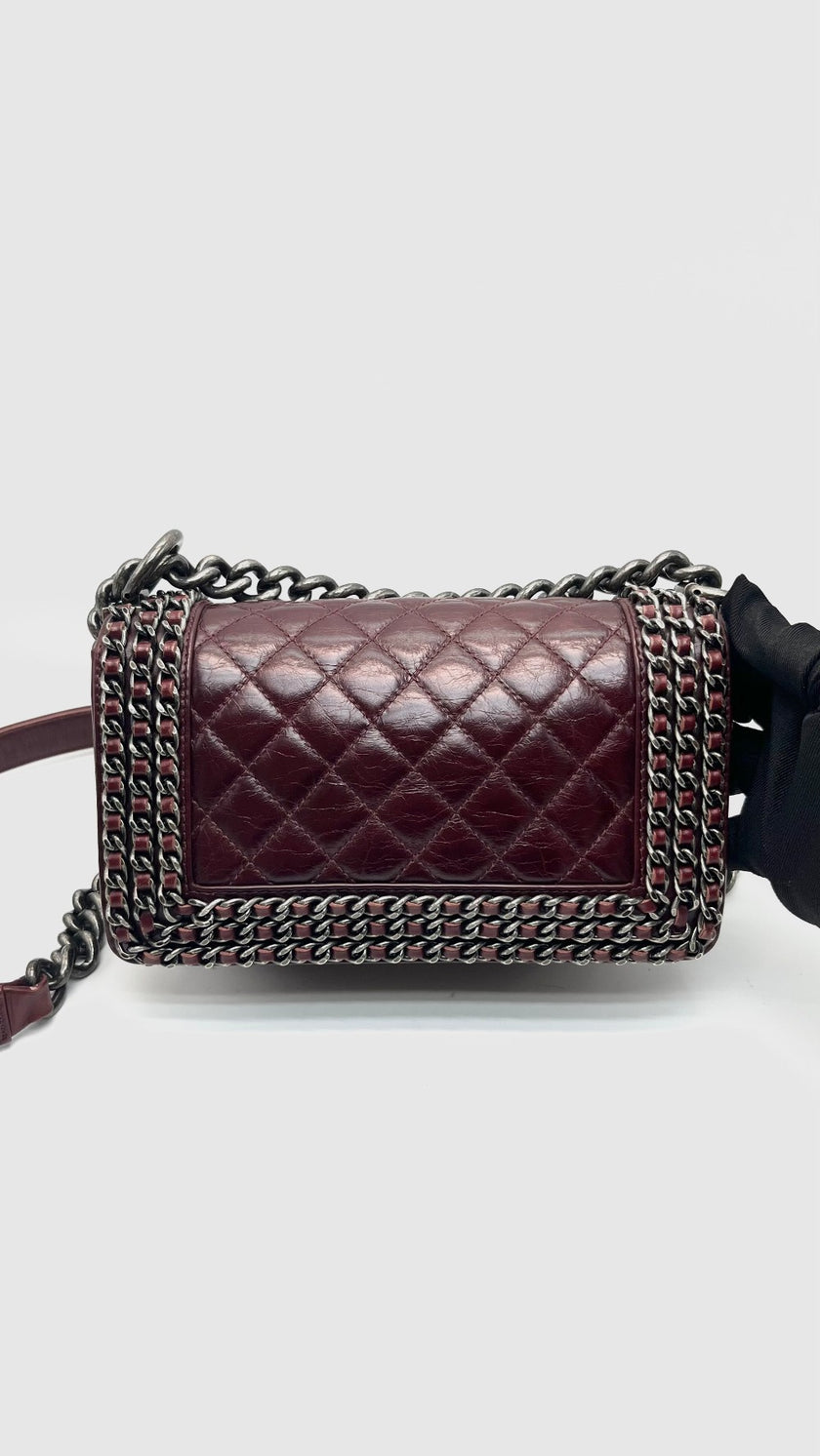 Preowned. Chanel Leboy Small Burgundy Quilted Leather Ruth HW. 20866855|16544