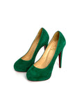 Like New. Louboutin Heel Suede Green. 35|10756