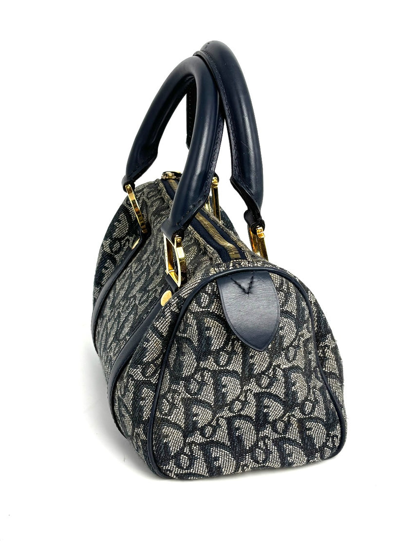 Preowned. Dior Trotter Navy Blue Canvas. CP0070|12388