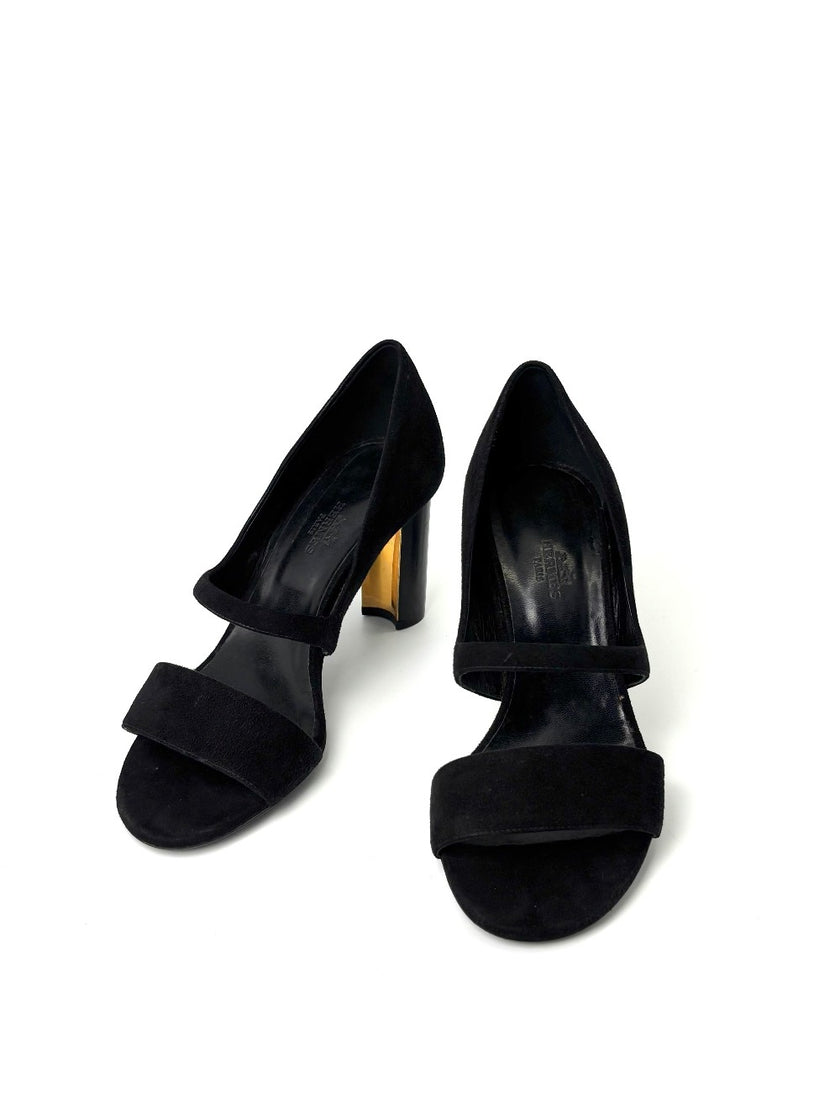Preowned. Hermes Open Toe Pumps. 38|7440