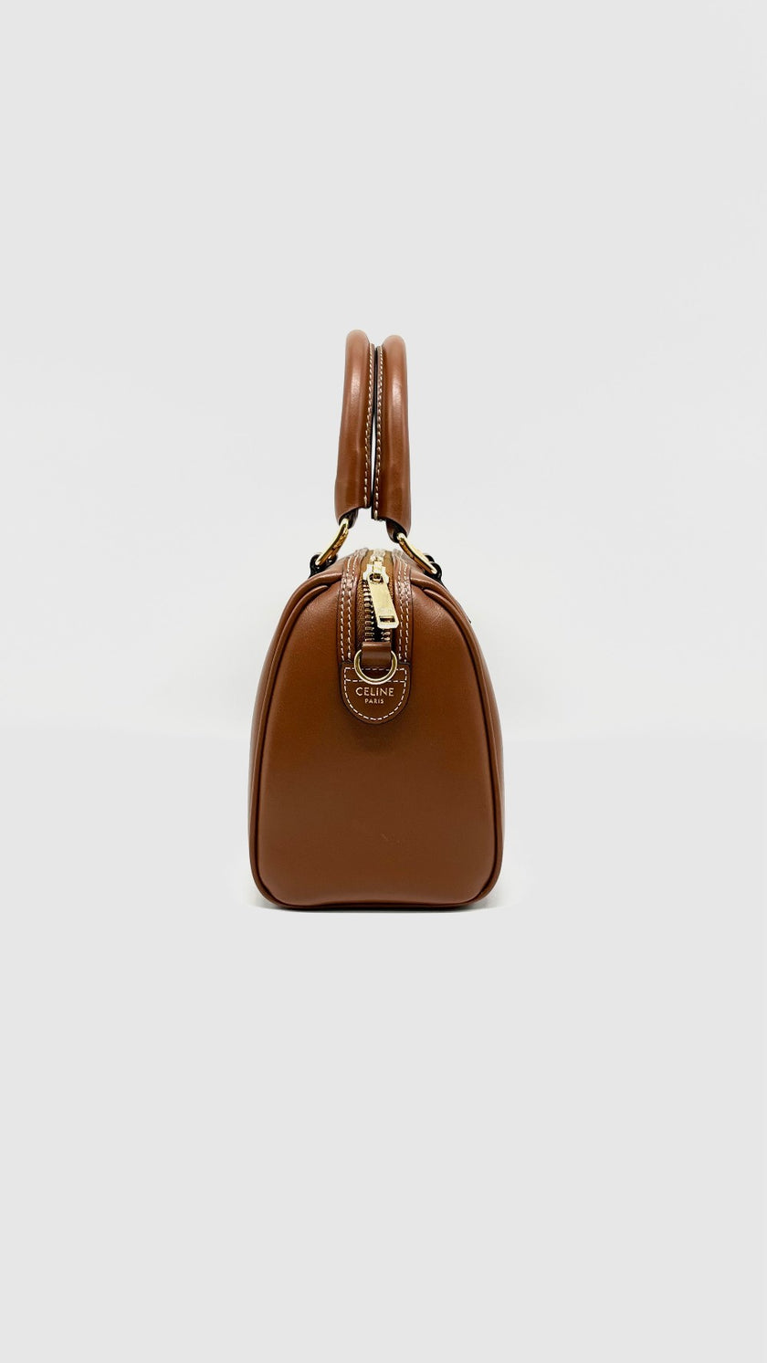Like New. Celine Small Boston Calfskin Tan GHW|13545