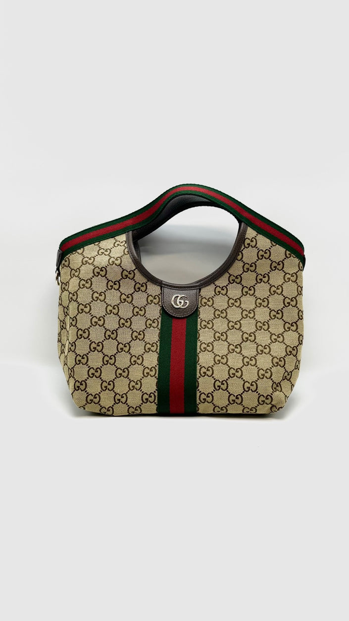 Like New. Gucci Giglio GG Canvas Tote Bag. 860845525040|16048