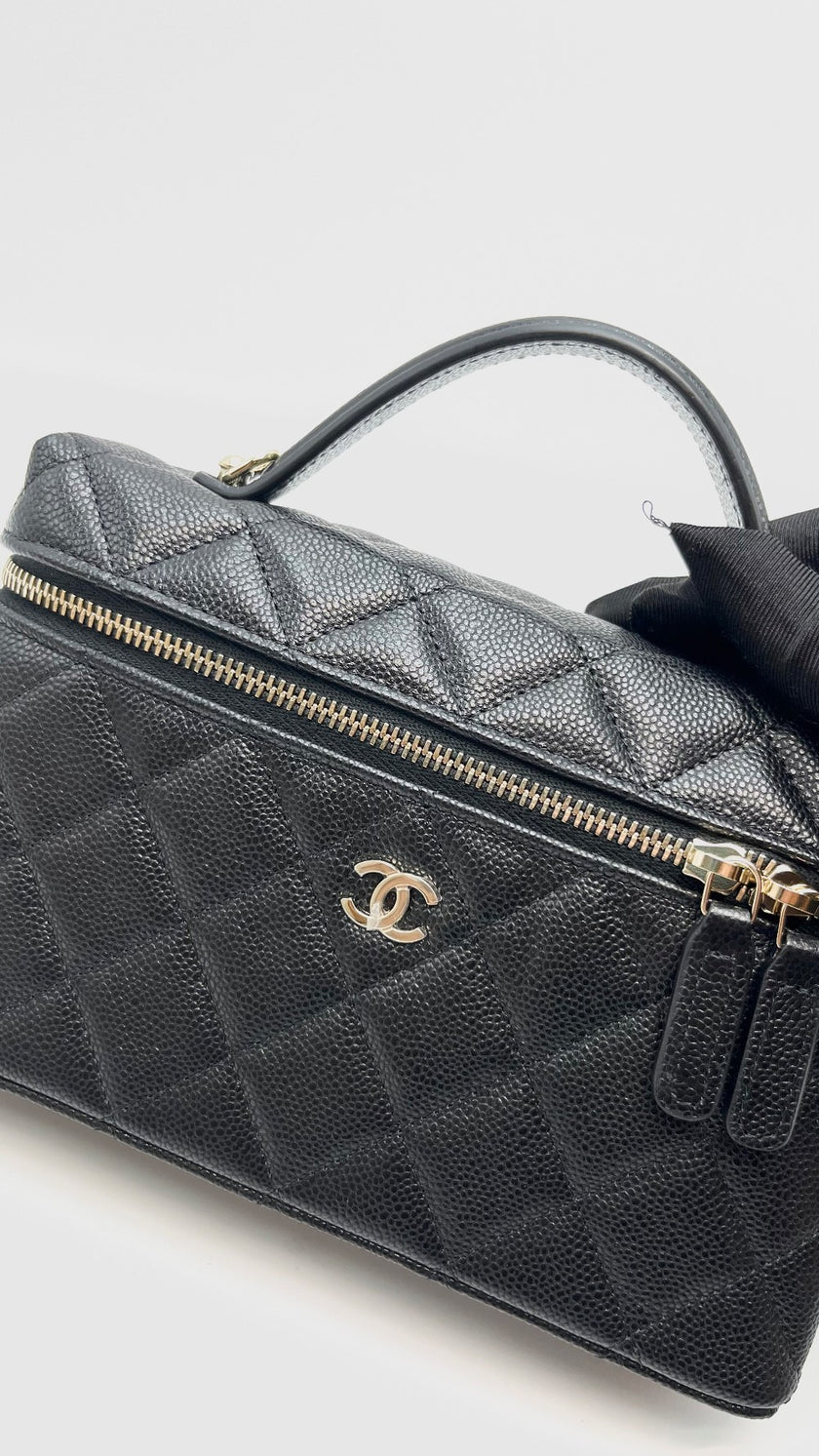 Brand New. Chanel Top Handle Slim Vanity Black Caviar GHW. XA62K338|16065