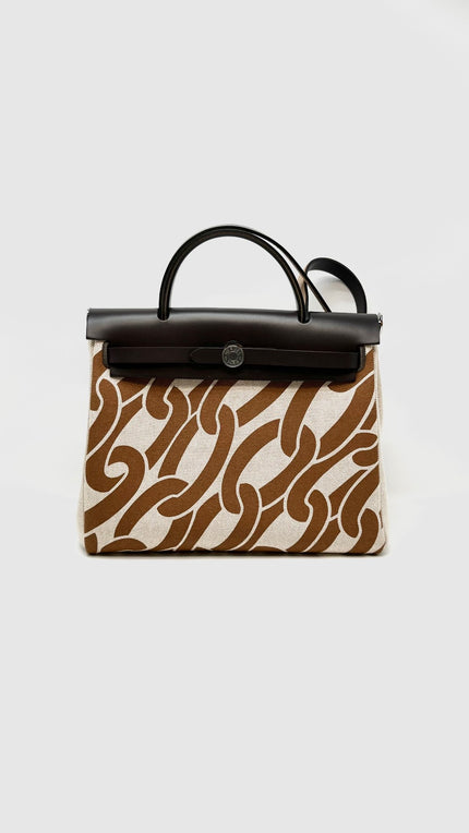 Like New. Hermes Herbag 31 Canvas Maillons&Co PHW. WCH010BP|16574