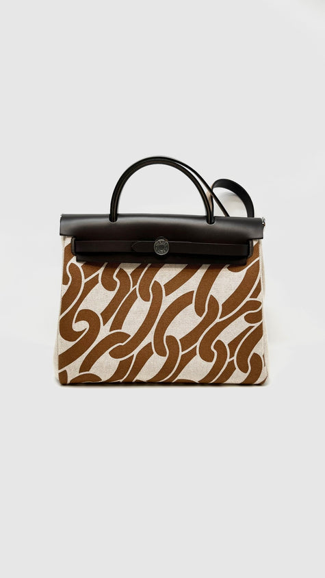 Like New. Hermes Herbag 31 Canvas Maillons&Co PHW. WCH010BP|16574