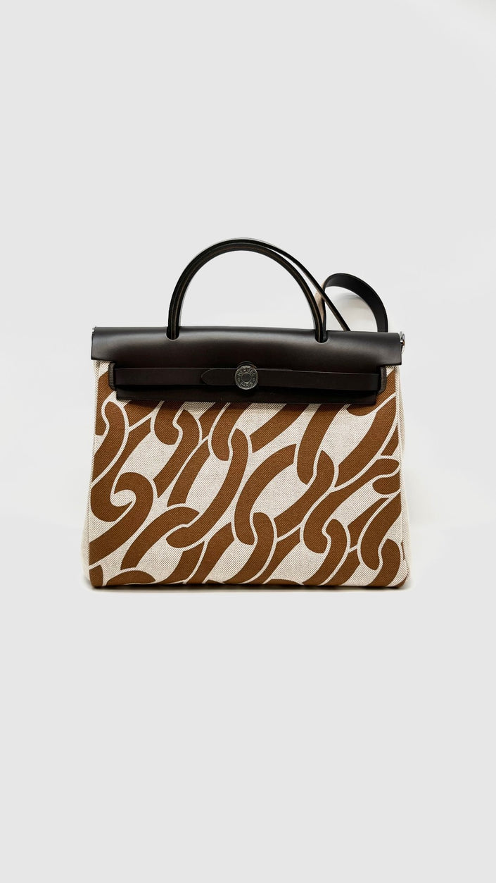 Like New. Hermes Herbag 31 Canvas Maillons&Co PHW. WCH010BP|16574