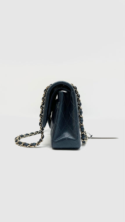 Like New. Chanel Medium Double Flap Irredescent Blue Caviar CHW. 25965668|9282