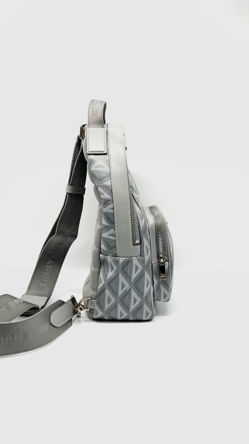 Like New. Dior Mini Rider Grey Coated Canvas Calfskin|14960