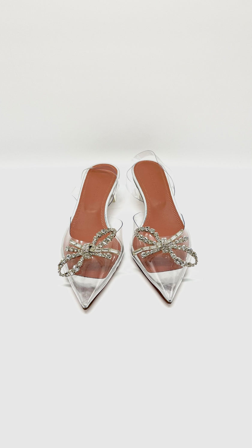 Brand New. Amina Muaddi Begum Glass Heel. 36|10626