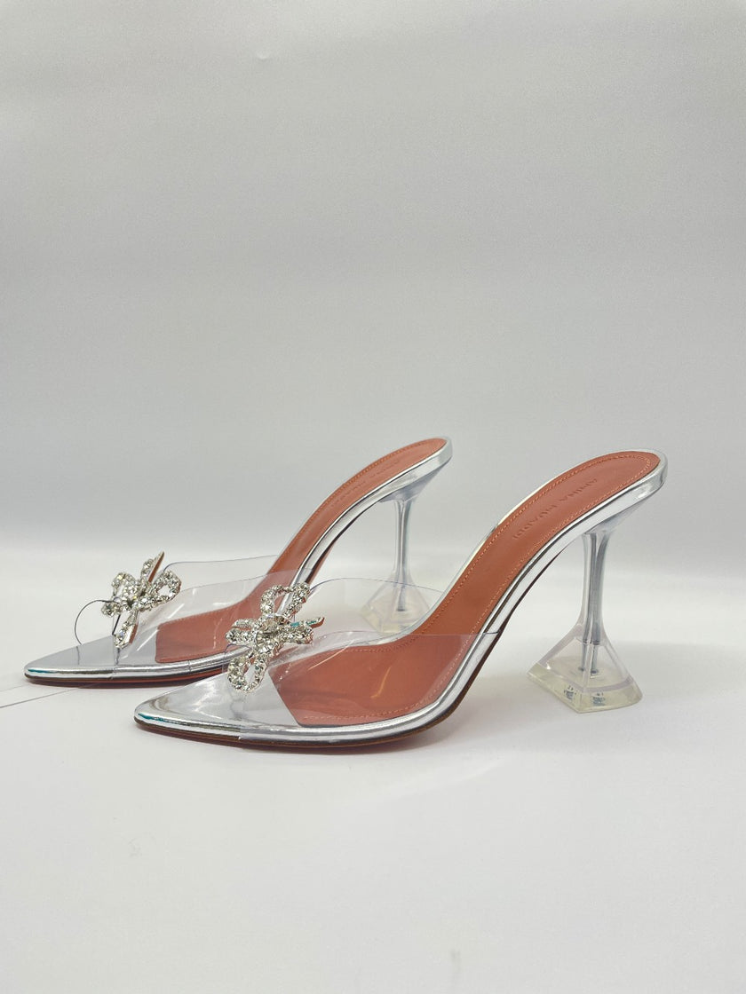 Brand New. Amina Muaddi Rosie Glass Heel. 37|10013