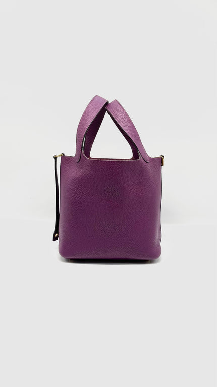 Preowned. Hermes Picotin 18 Anemone Clemence GHW. ZMI008IA|14267