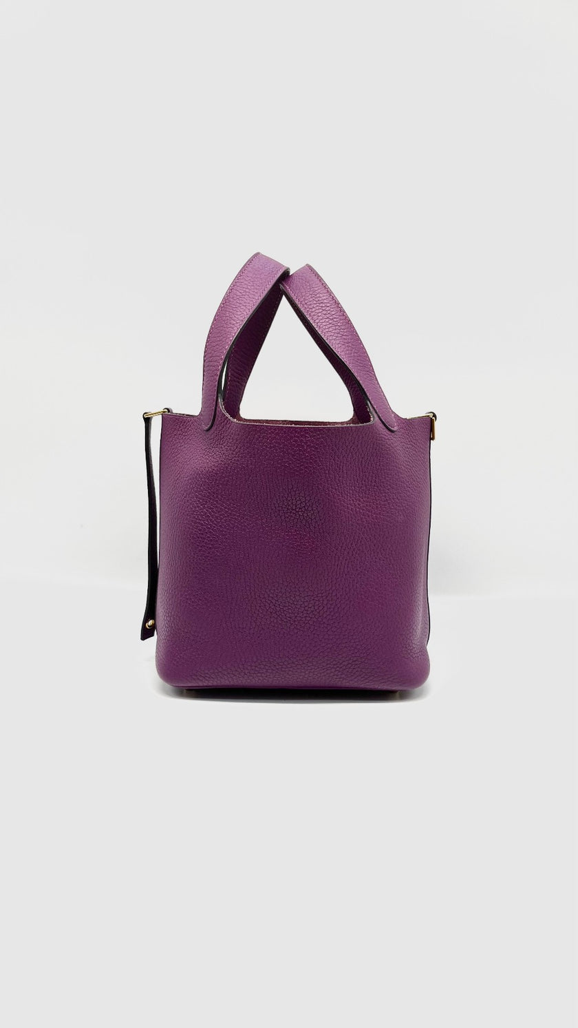 Preowned. Hermes Picotin 18 Anemone Clemence GHW. ZMI008IA|14267