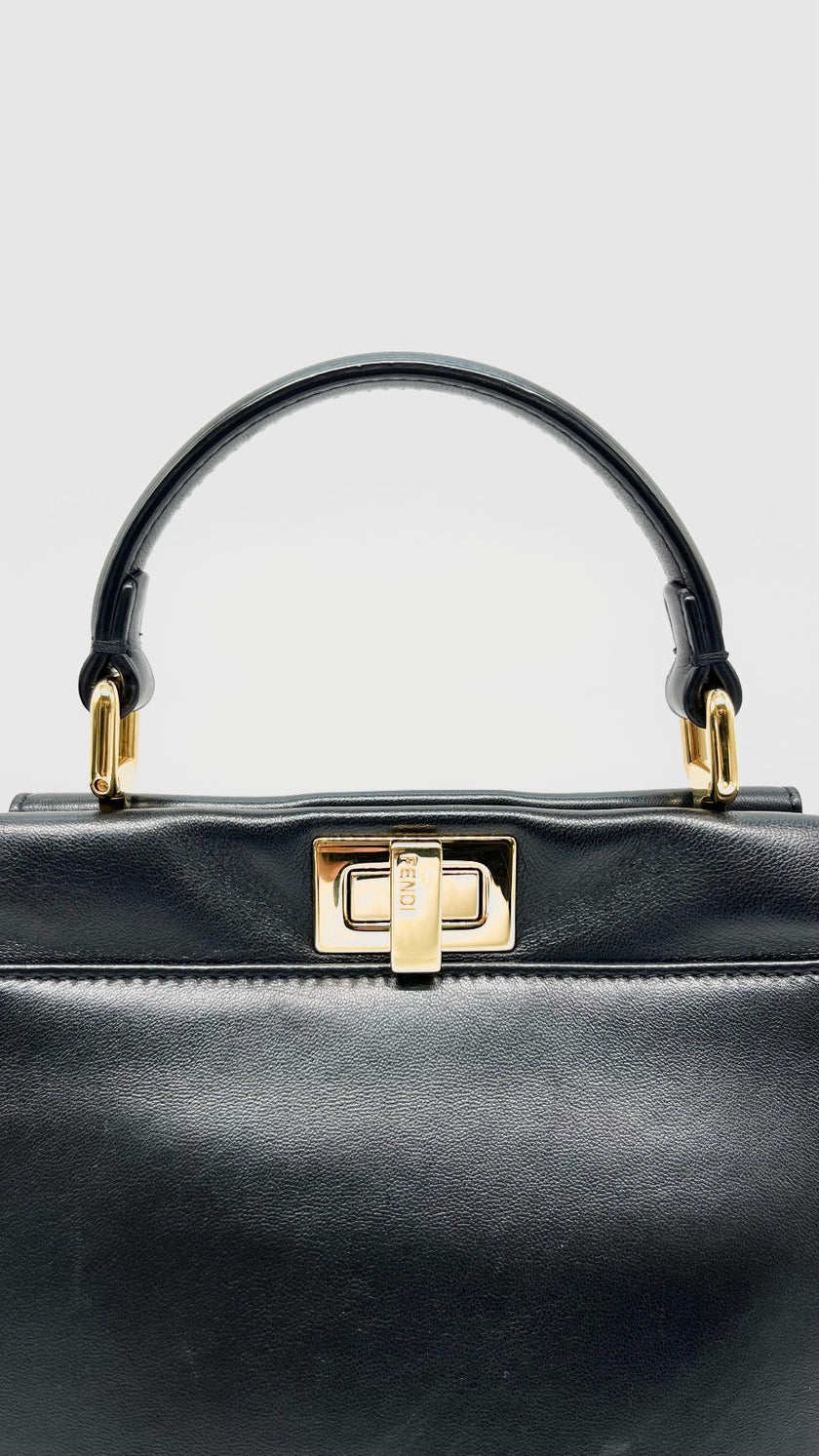 Preowned. Fendi Peekaboo Mini Black Nappa Leather Ghw. 8BN244|11980