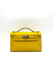Brand New. Hermes Kelly Pochette Jaune Ambre Swift PHW. BNS8828D|17685