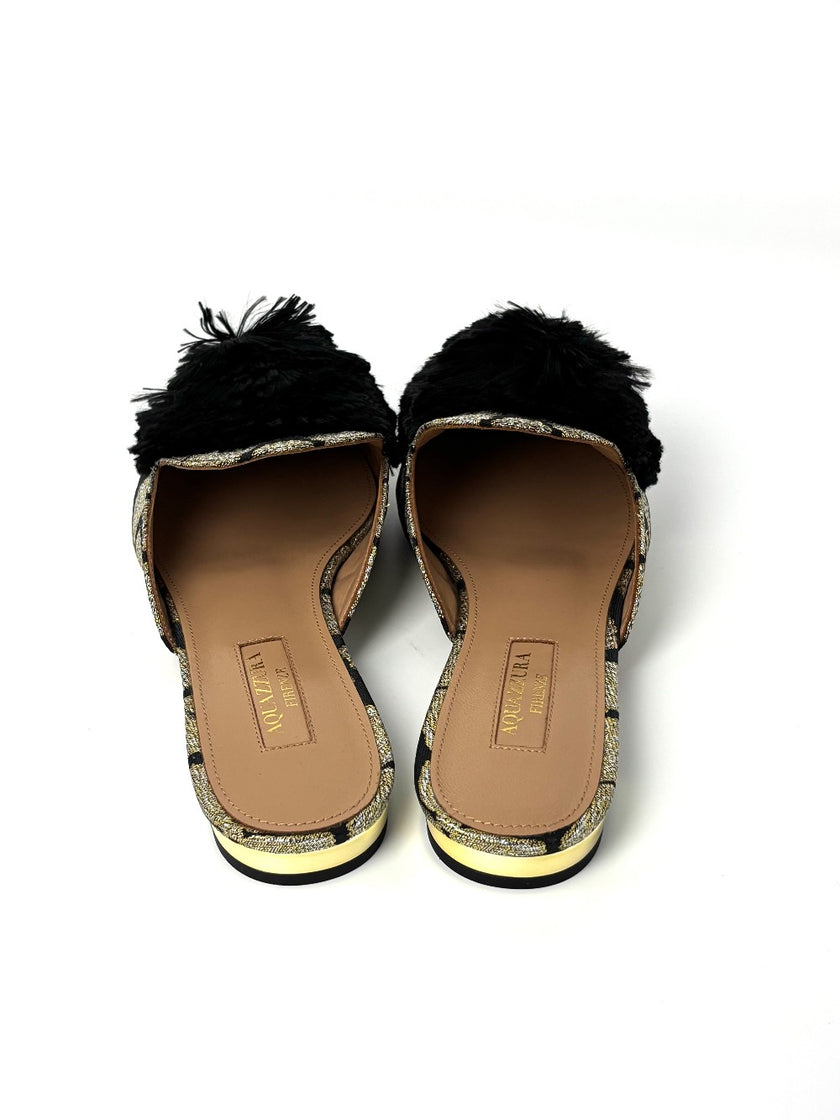 Brand New. Aquazurra Slip On Gold/Black. 36|8988