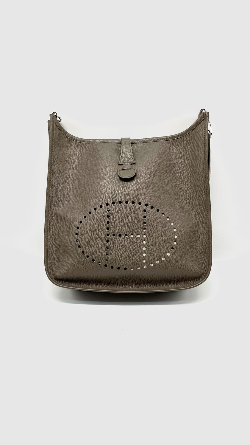 Preowned. Hermes Evelyne PM Etain Epsom PHW. JQ99|11643