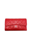 Preowned. Chanel Trifold Red Long Wallet Caviar SHW. 18732120|17967