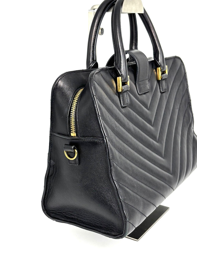 Preowned. YSL Cabas Matelasse Leather Small Black|12445