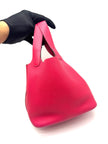 Preowned. Hermes Picotin 18 Rose Mexico Clemence PHW. ABY004AN|17272