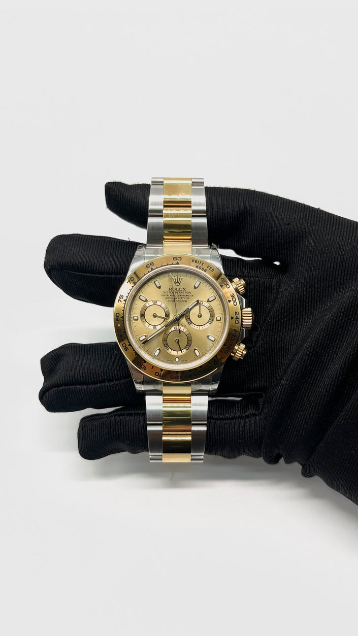 Preowned. Rolex Daytona Champagne Dial Two Tone YG/ Steel 2017 40mm 12.5 links|14381
