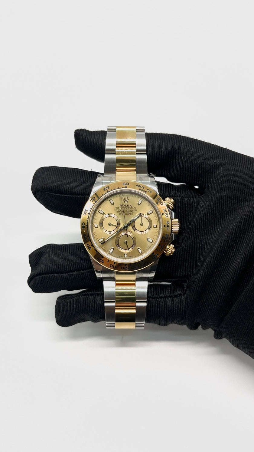 Preowned. Rolex Daytona Champagne Dial Two Tone YG/ Steel 2017 40mm 12.5 links|14381