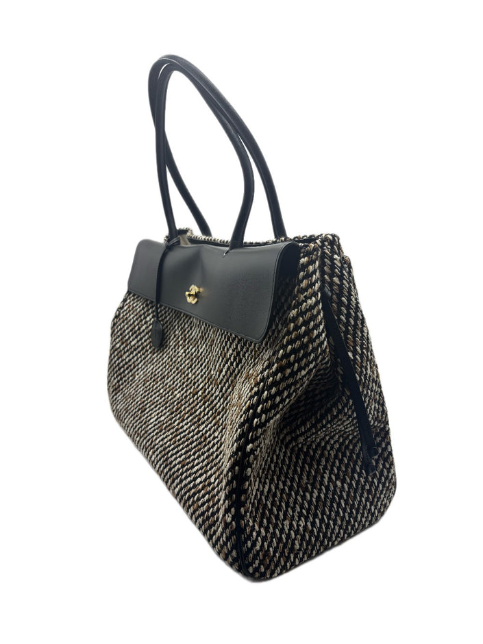 Brand New. Chanel XXL Urban Essential Shopping Tote Black Calfskin/Multi Tweed GHW. XAJLP0T8|17113