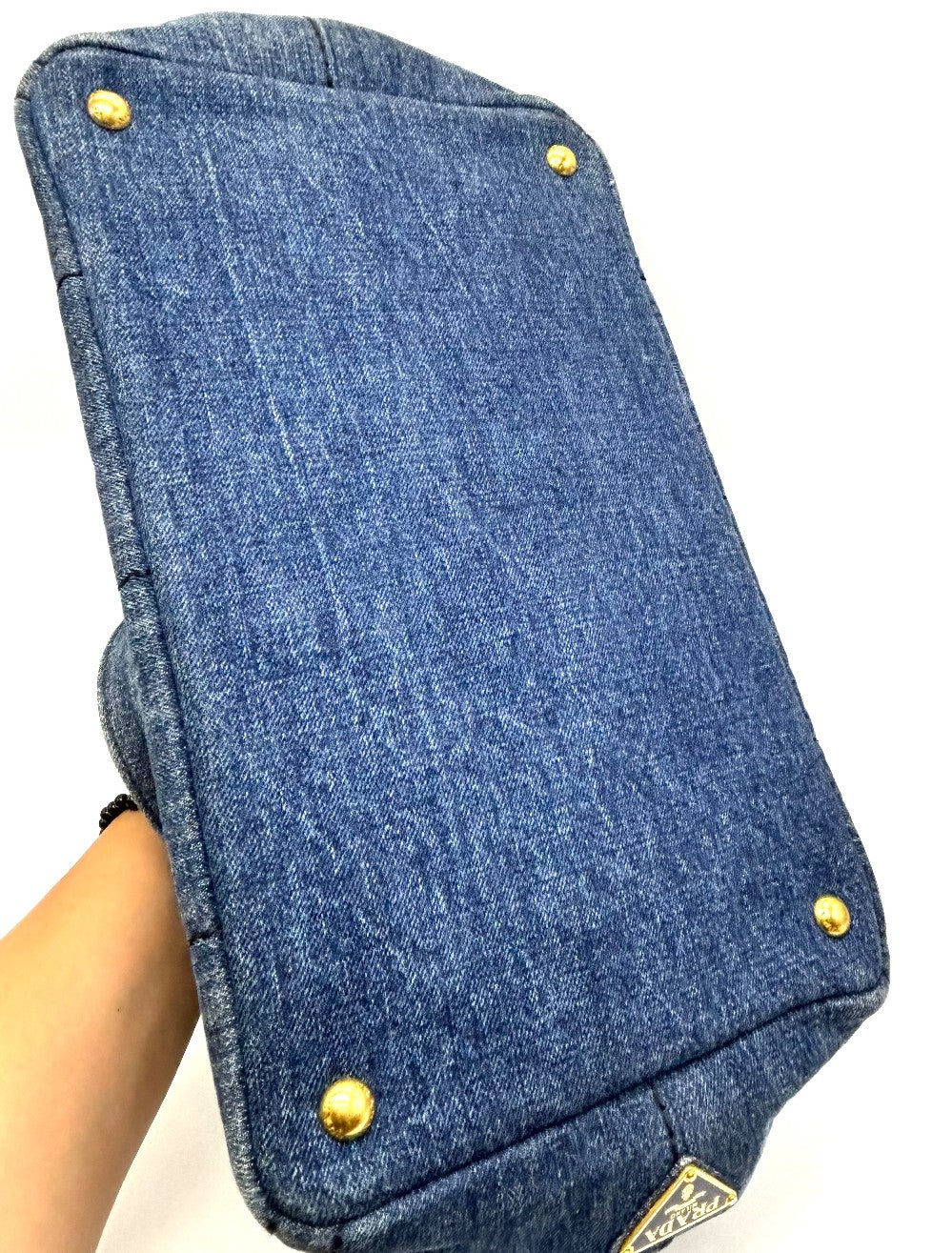 Preowned. Prada Canapa Denim Tote Bag Blue. 197|17531