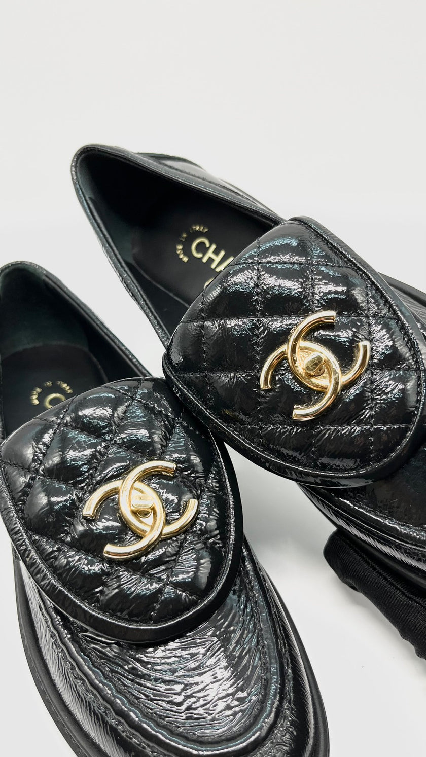 Brand New. Chanel Slip On Patent Black. 36|9639