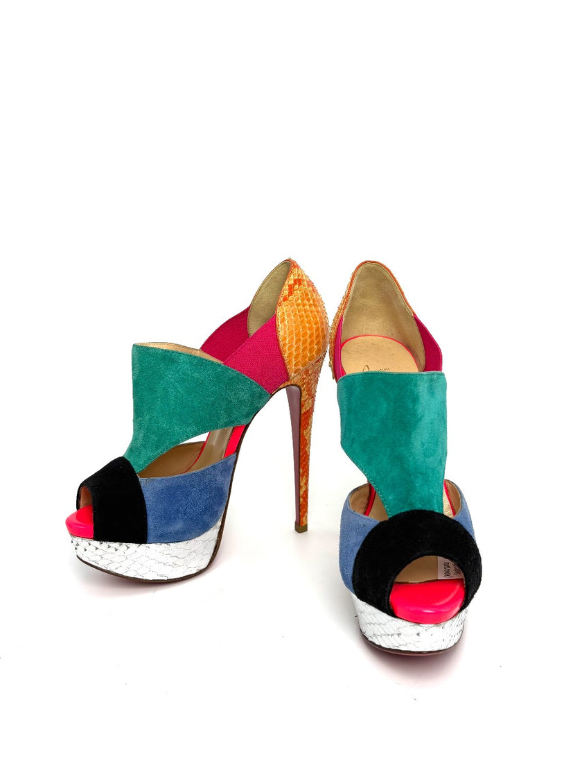 Like New. Louboutin Open Toe Multicolor Heel. 35|10743