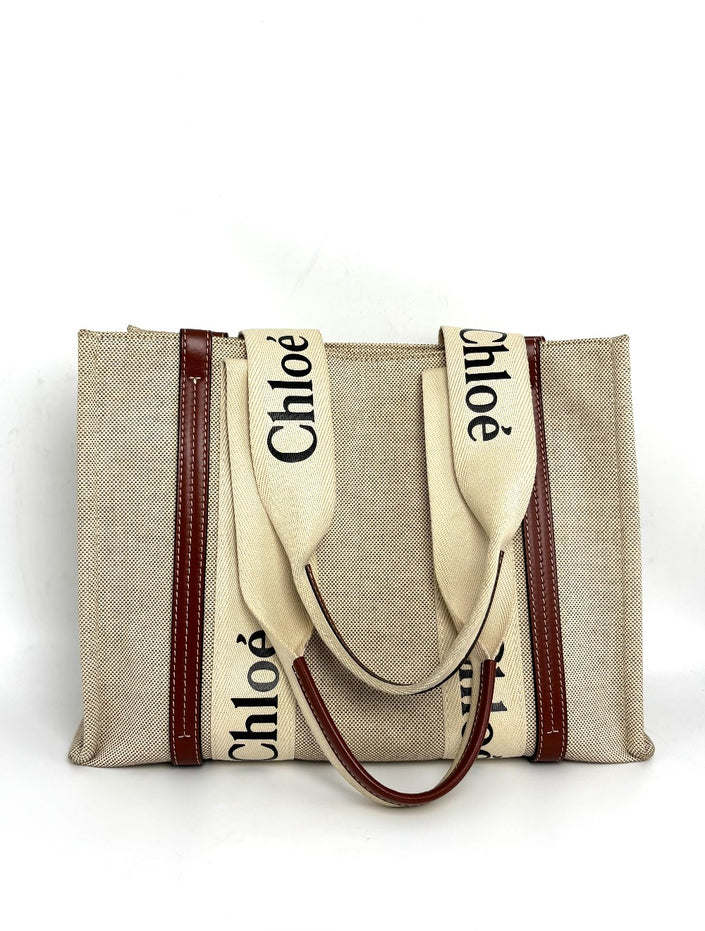 [SALE] Preowned. Chloe Woody Medium White/Brown|11101