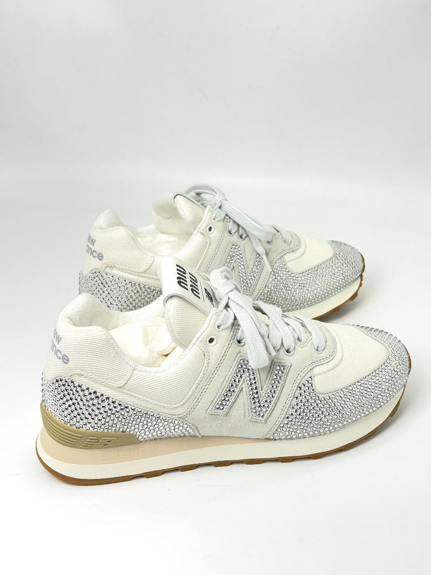 Brand New. Miu Miu/New Balance Glitter Sneakers White. 38.5|7615