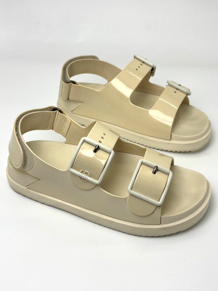 Preowned. Gucci Buckle Sandals White. 37|6455