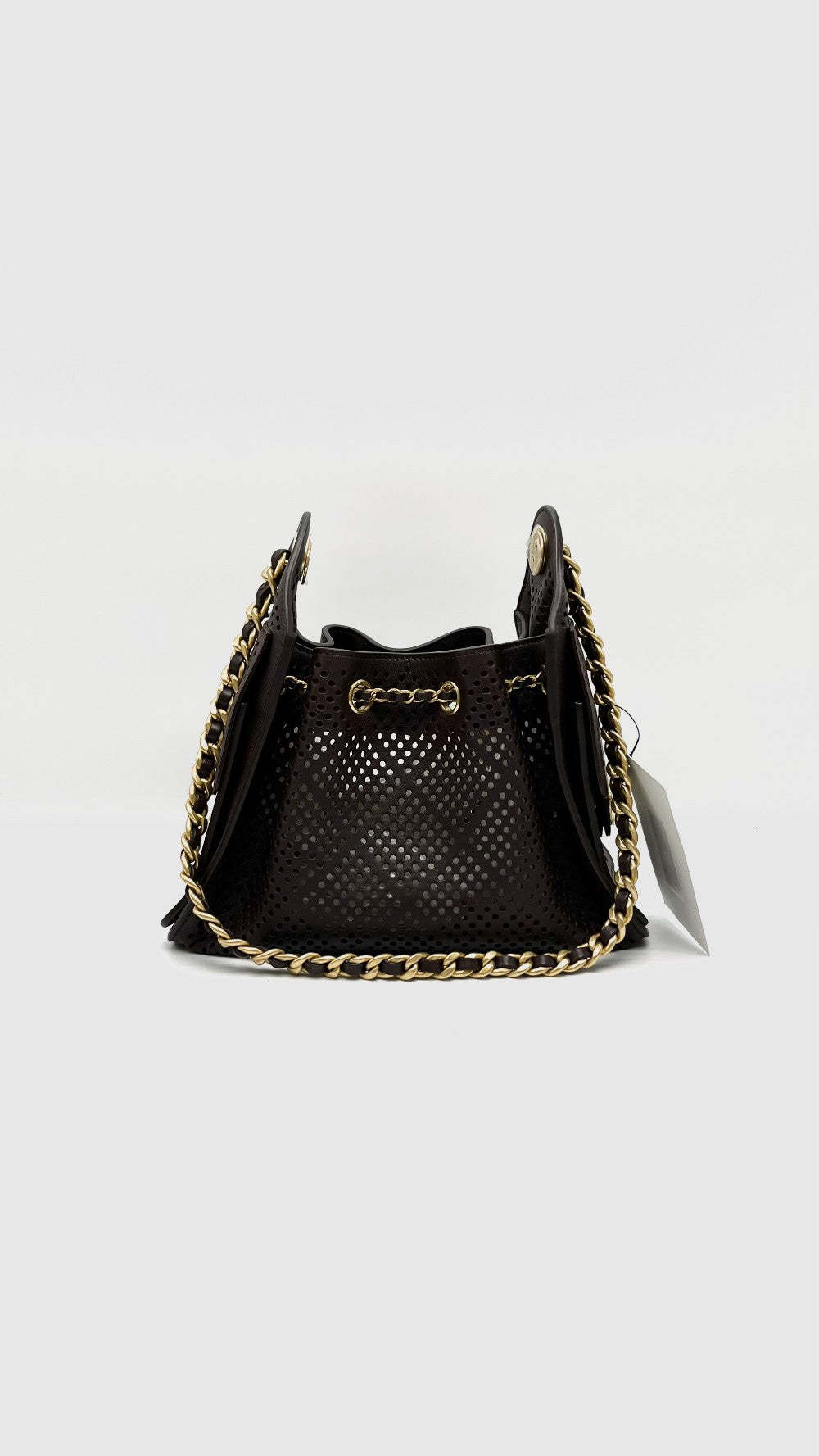 Brand New. Chanel C25 Mini Perforated Calfskin Dark Brown GHW. C81KGL11|16474