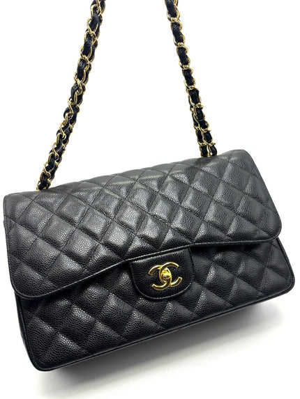 Preowned. Chanel Jumbo Double Flap Caviar Black GHW. 28375805|17127