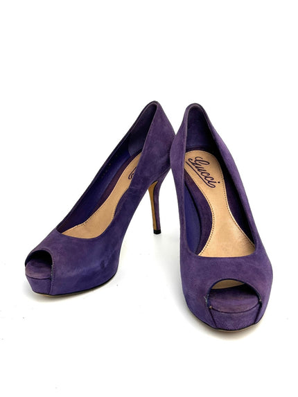 Preowned. Gucci Open Toe Heel Suede Violet. 35|10683
