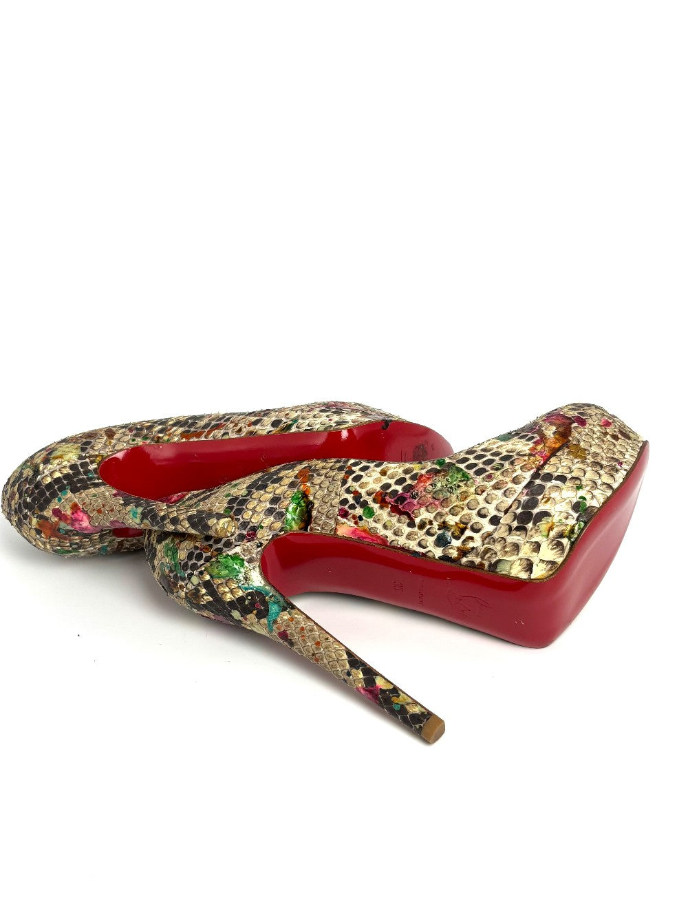 Like New. Louboutin Heel Snakeskin. 35|10725