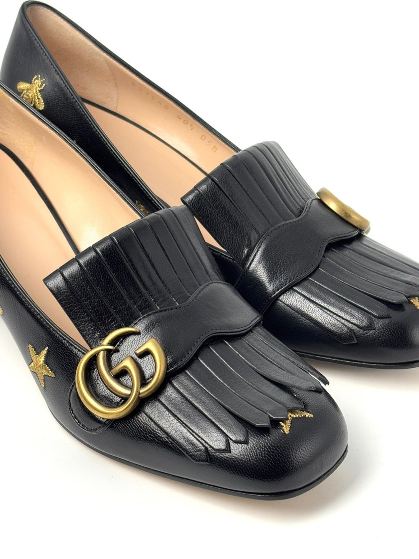 Unused. Gucci Bee Star Mid Mule Black. 40.5|8611