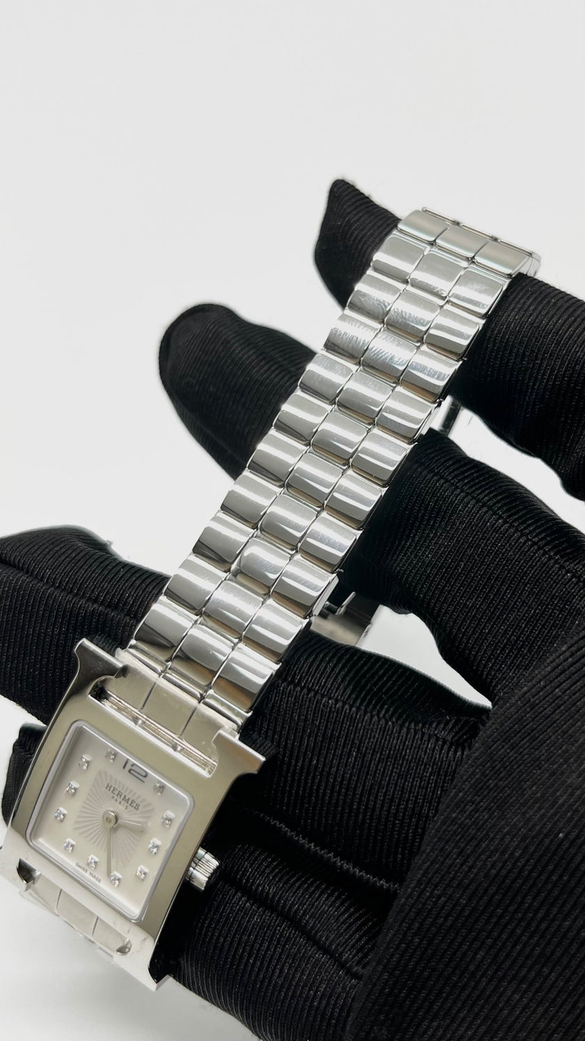 Brand New. Hermes H Heure Steel Watch MOP|5721