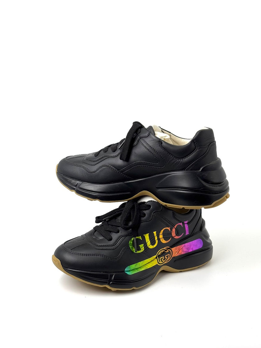 Preowned. Gucci Rhyton Sneakers Black. 36.5|7282