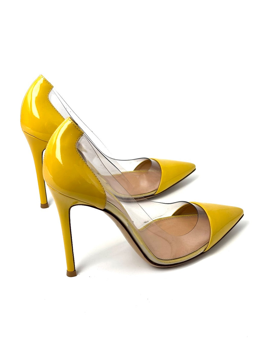 Preowned. Gianvito Rossi Heel Clear/Yellow. 37|7280