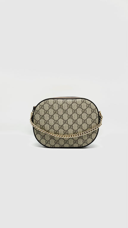 Like New. Gucci Supreme Camera Bag Beige/ Brown GHW|14189