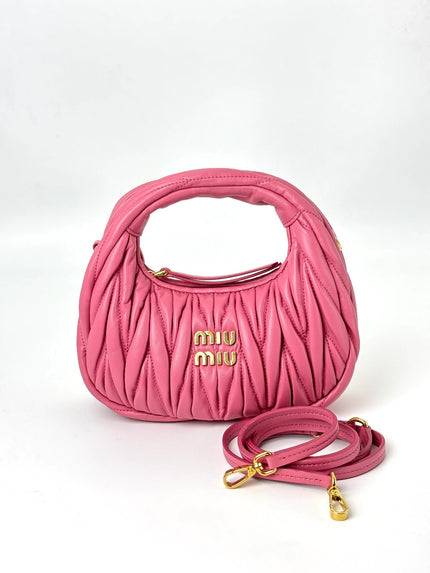 Like New. Miu Miu Wander Matelasse Hobo Bag Pink GHW|6037