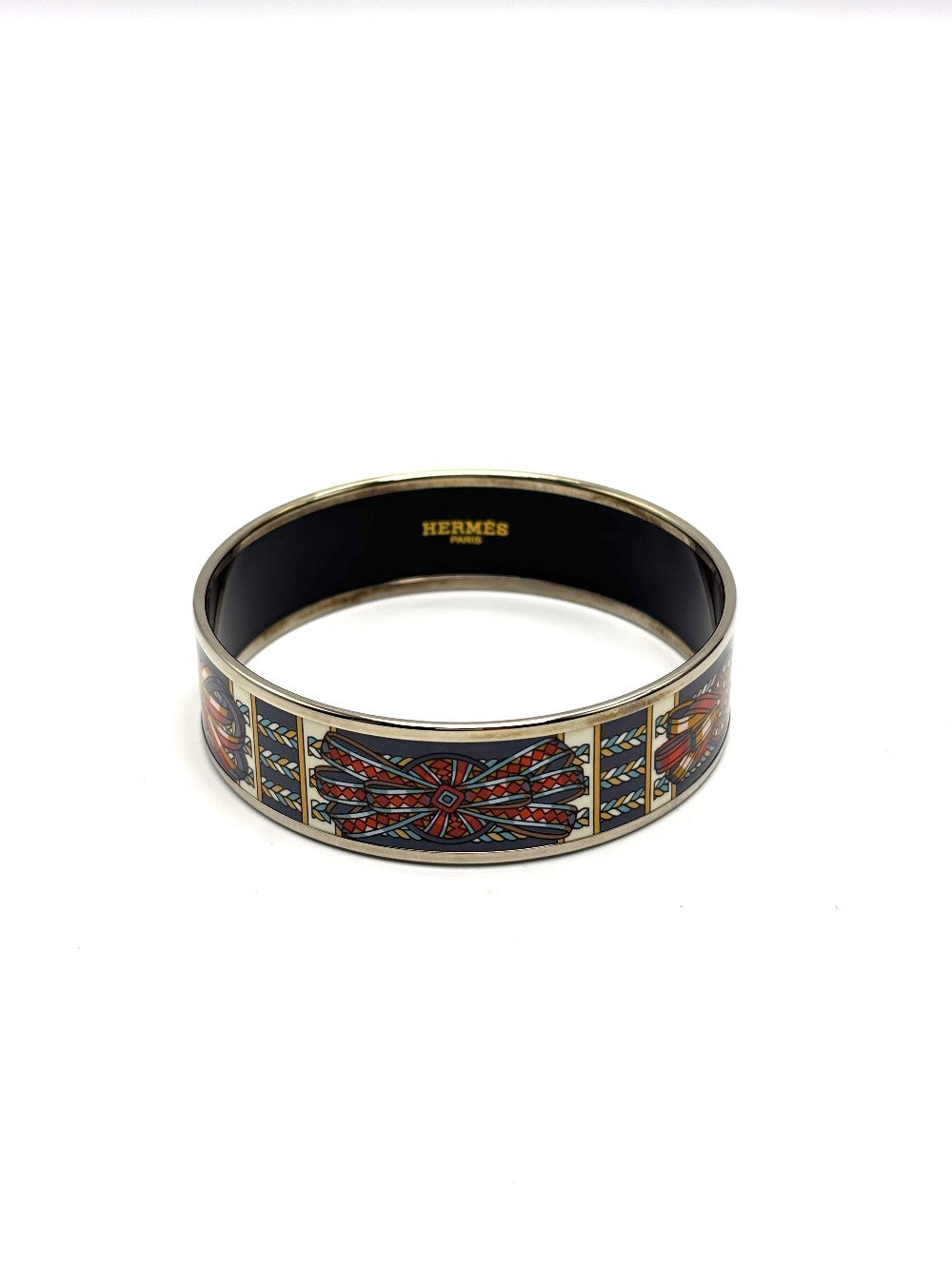 Unused. Hermes Enamel Rubans De Cheval Bangle|17232
