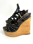 Preowned. Dior Antica Wedge Black Suede&Patent. 36.5|12894
