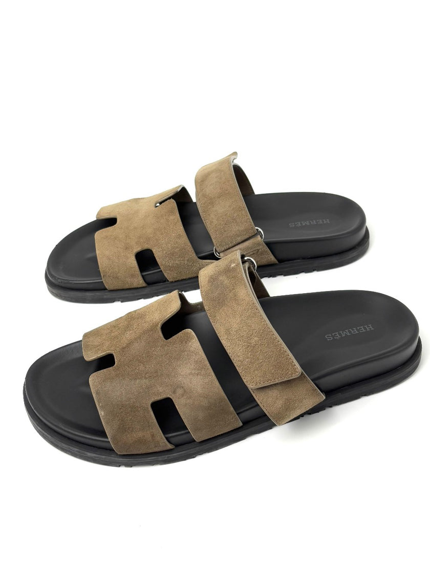 Preowned. Hermes Chypre Etoupe Suede. 41.5|7528