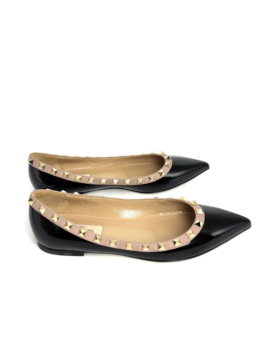 Preowned. Valentino Flats Black. 36.5|8411