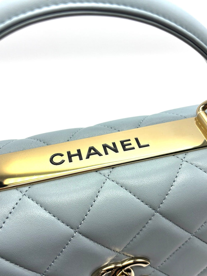 Unused. Chanel Trendy CC Top Handle Light Blue GHW. E5GKH6T8|17124