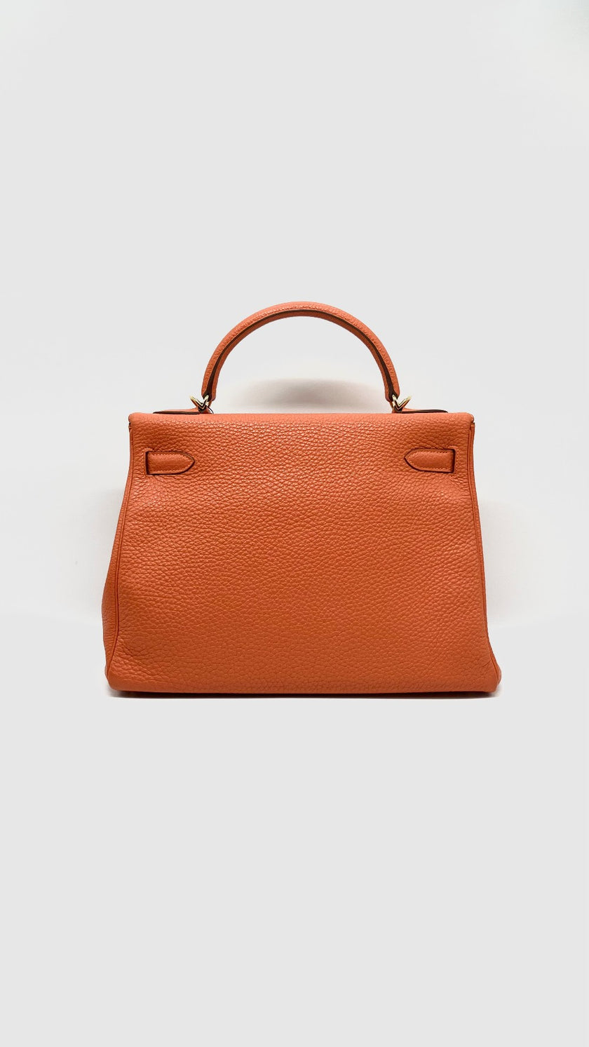 Preowned. Hermes Kelly 32 Togo Orange GHW. N Square 189.S|14659