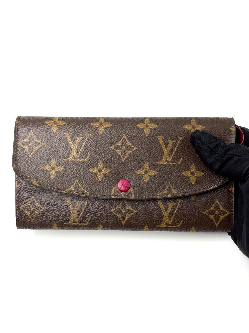 Preowned. LV Emily Fuchsia Monogram Long Wallet|6638